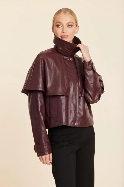 FAUX LEATHER CAPE JACKET 497