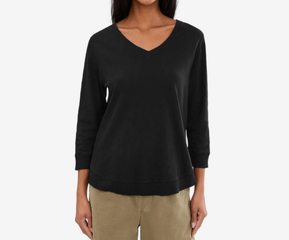 3/4 SLEEVE  V-NECK TEE W/ RIB TRIM 61687