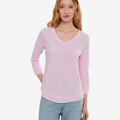 3/4 SLEEVE  V-NECK TEE W/ RIB TRIM 61687