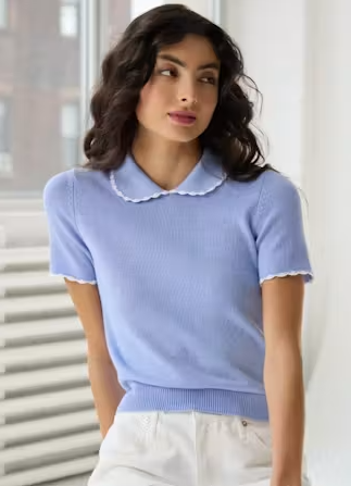 SHORT SLEEVE COLLAR W/ CROCHET EDGE N14564