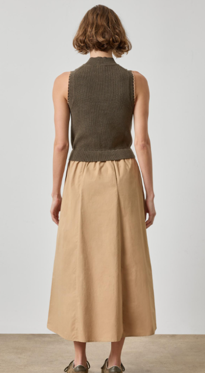 MIXED MEDIA MOCK NECK DRESS PA3499