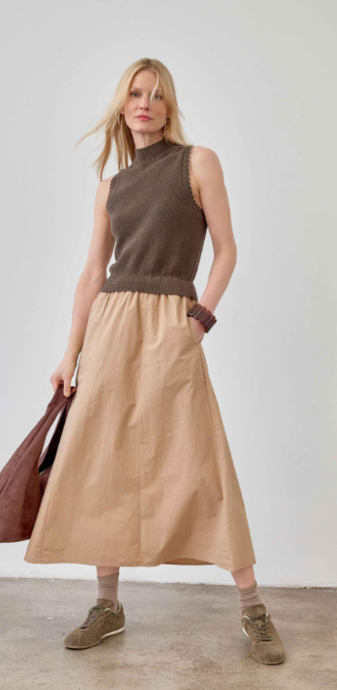 MIXED MEDIA MOCK NECK DRESS PA3499