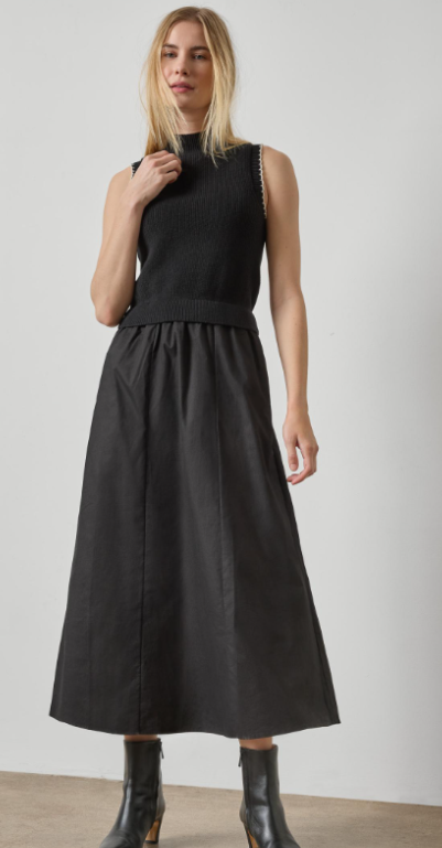 MIXED MEDIA MOCK NECK DRESS PA3499