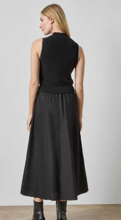 MIXED MEDIA MOCK NECK DRESS PA3499