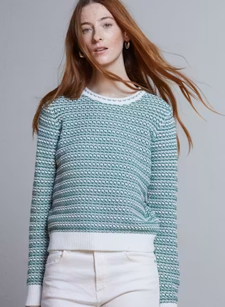 POINTELLE STRIPED CREW N14718
