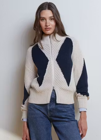 DIAMOND MOCK NECK ZIP UP N14741