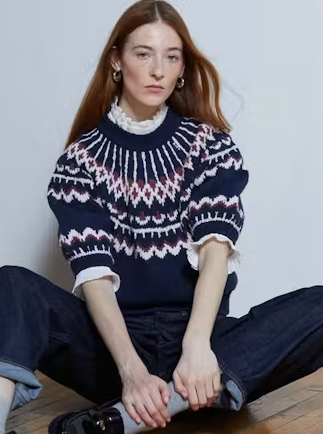 PUFF SLEEVE FAIR ISLE CREW NHT14770