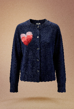 SCALLOPS EDGE CARDIGAN W/ HEART EMBROIDERY W106