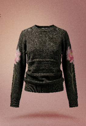 CREWNECK PULLOVER W/ ROSE W108