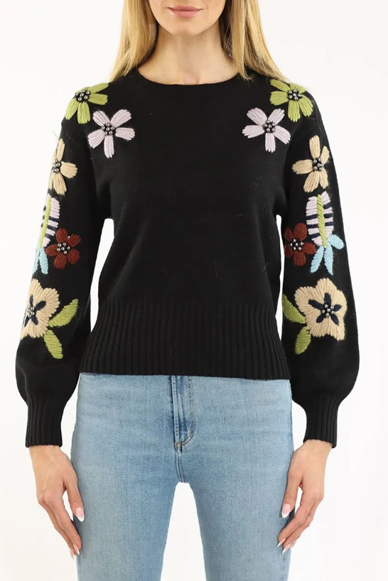 CREWNECK WITH MULTI COLOR EMBROIDERY 32676