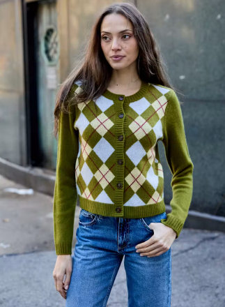 ARGYLE LONG SLEEVE CARDIGAN CASE0112030