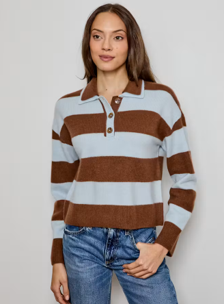 STRIPE LONG SLEEVE DOUBLE COLLAR CAS0112026