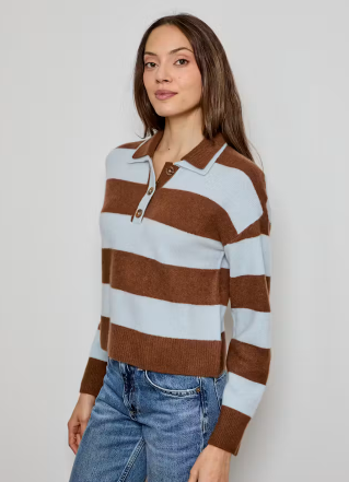 STRIPE LONG SLEEVE DOUBLE COLLAR CAS0112026