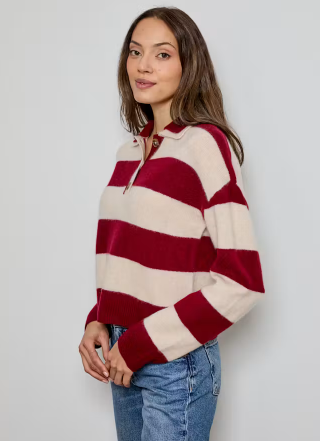 STRIPE LONG SLEEVE DOUBLE COLLAR CAS0112026