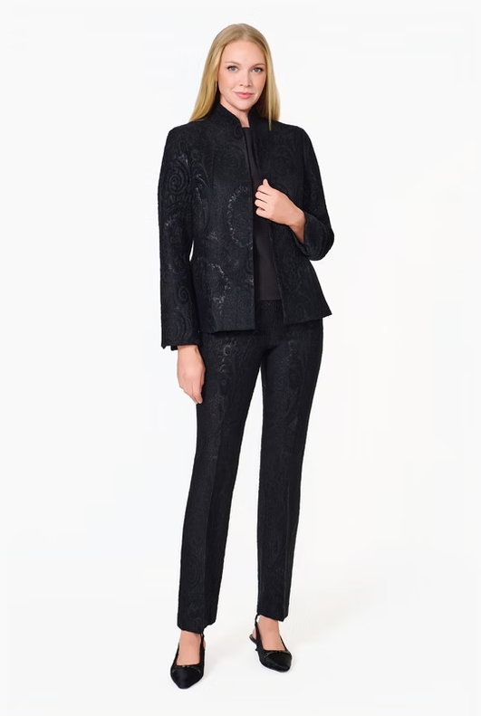 FRONT ZIP BROCADE ANKLE PANT 8209