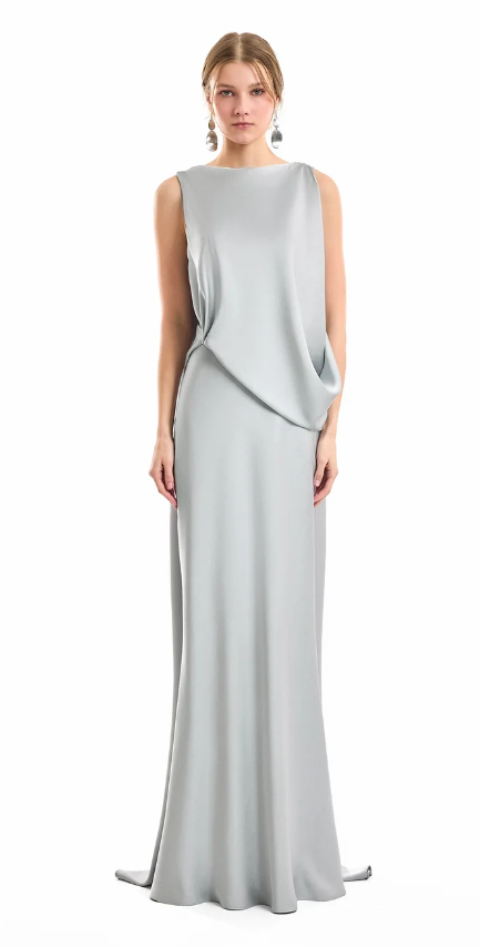 BATEAU-NECK SATIN DRESS 2175LD