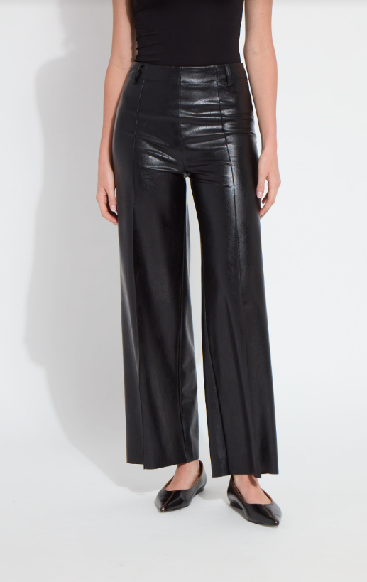LIBBY HI WAIST PINTUCK VEGAN LEATHER PANT-10-4059