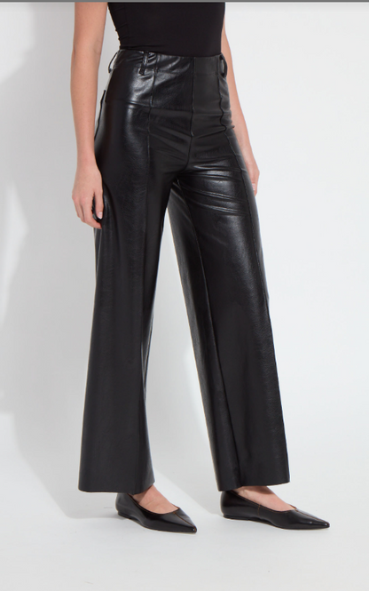 LIBBY HI WAIST PINTUCK VEGAN LEATHER PANT-10-4059