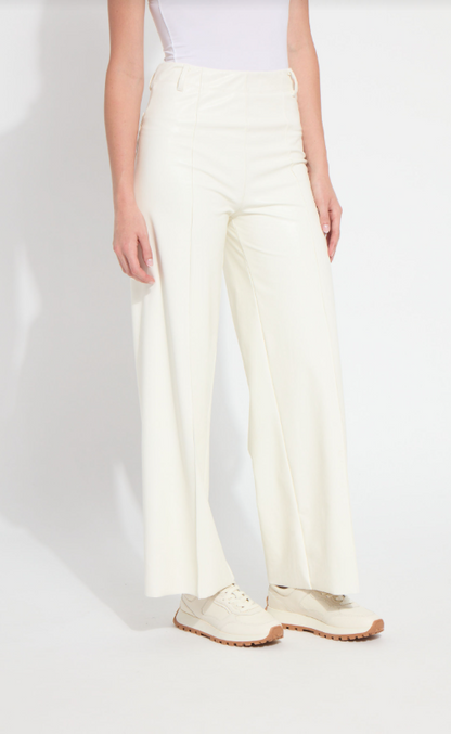 LIBBY HI WAIST PINTUCK VEGAN LEATHER PANT-10-4059