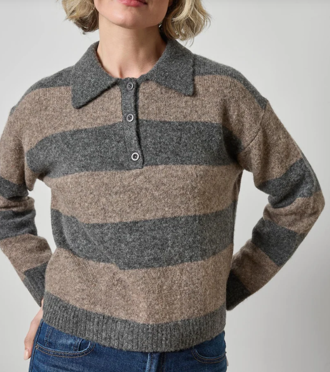 STRIPED POLO SWEATER PA3604