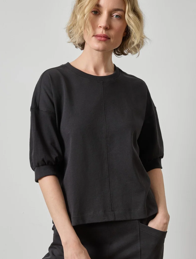 HALF SLEEVE RIBBED TRIM SWEATER PA3585
