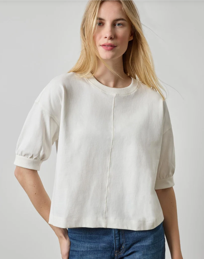 HALF SLEEVE RIBBED TRIM SWEATER PA3585
