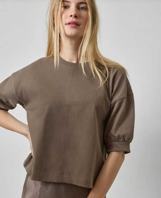 HALF SLEEVE RIBBED TRIM SWEATER PA3585