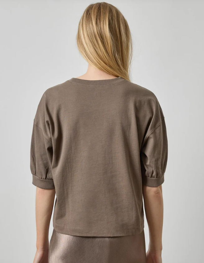 HALF SLEEVE RIBBED TRIM SWEATER PA3585