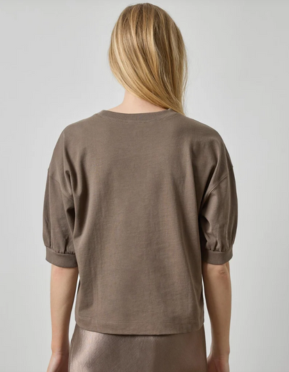 HALF SLEEVE RIBBED TRIM SWEATER PA3585