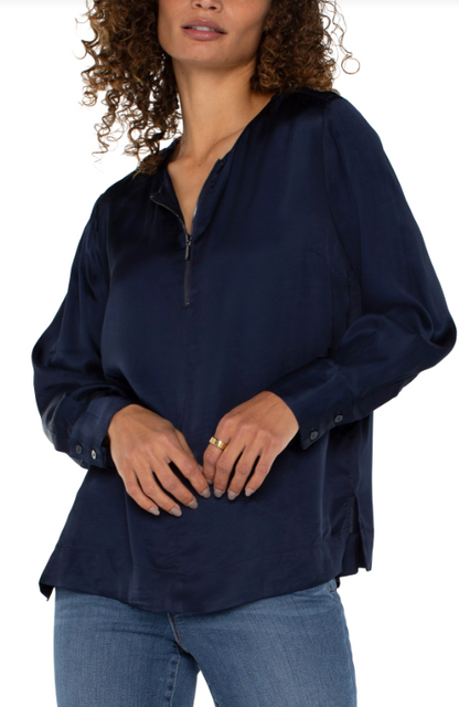 ZIP FRONT WOVEN BLOUSE LM8E35VS1