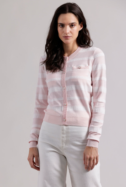LACE STRIPE CARDIGAN 8684