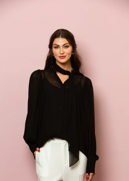 CHIFFON BLOUSE WITH TIE SS25B24