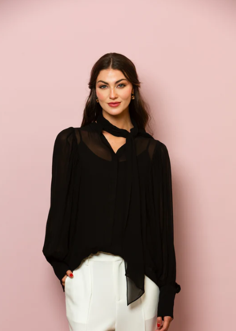CHIFFON BLOUSE WITH TIE SS25B24