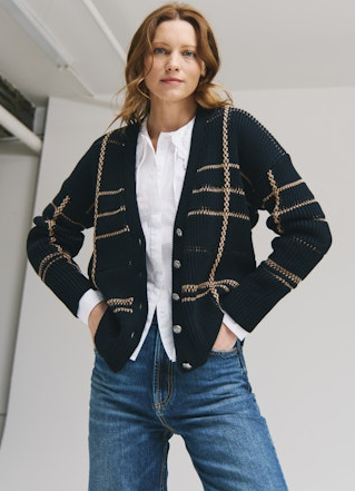 PLAID SHAKER CARDIGAN N14018