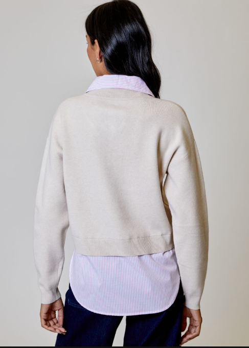 V NECK SWEATER W/ BLOUSE BQY0212012