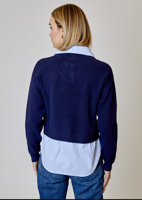 V NECK SWEATER W/ BLOUSE BQY0212012