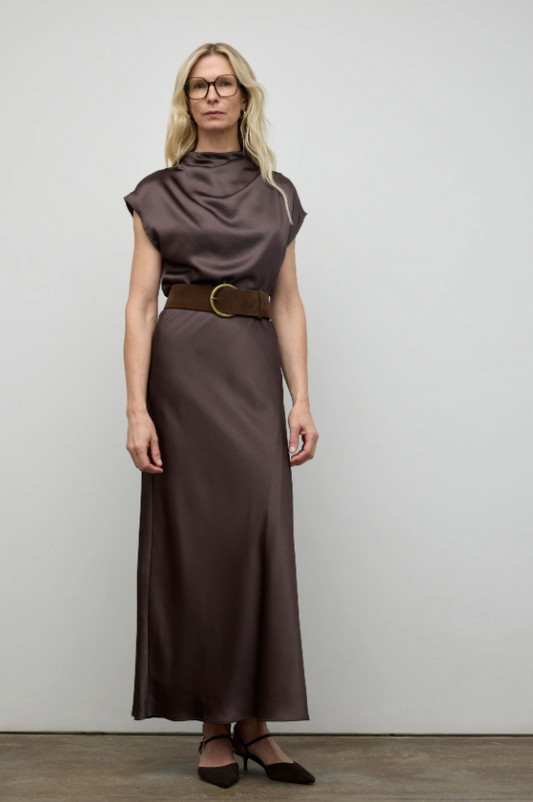 SATIN DRAPPED NECK TOP F25SO2020