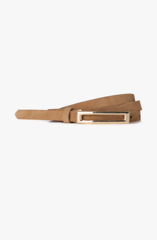 SKINNY SUEDE BELT W/ GOLD BUCKLE SU9115