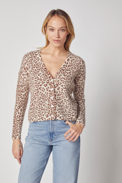 CHEETAH CROP CARDIGAN KS6469