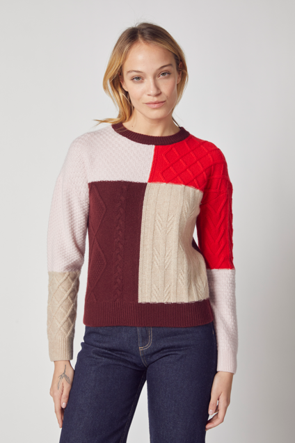 PATCHWORK STITCH CREWNECK K6589