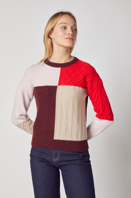 PATCHWORK STITCH CREWNECK K6589