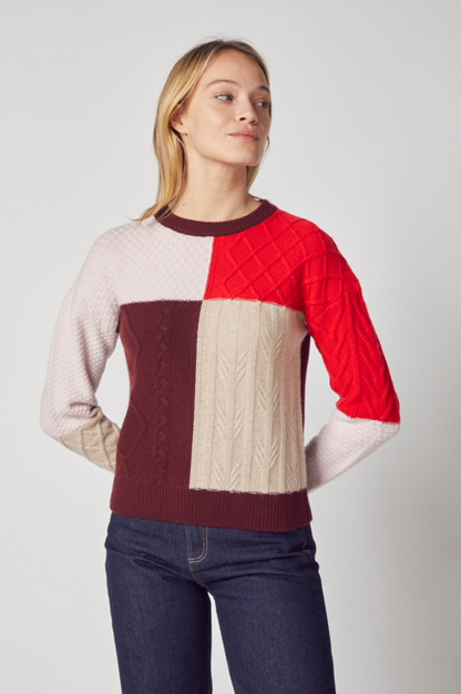PATCHWORK STITCH CREWNECK K6589