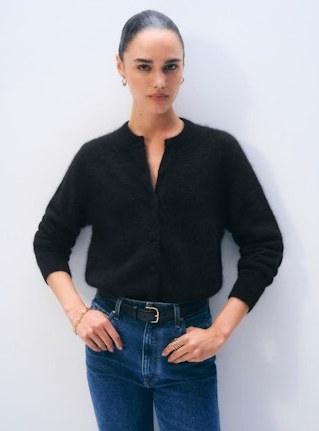 BRUSHED CREWNECK CARDIGAN 21591