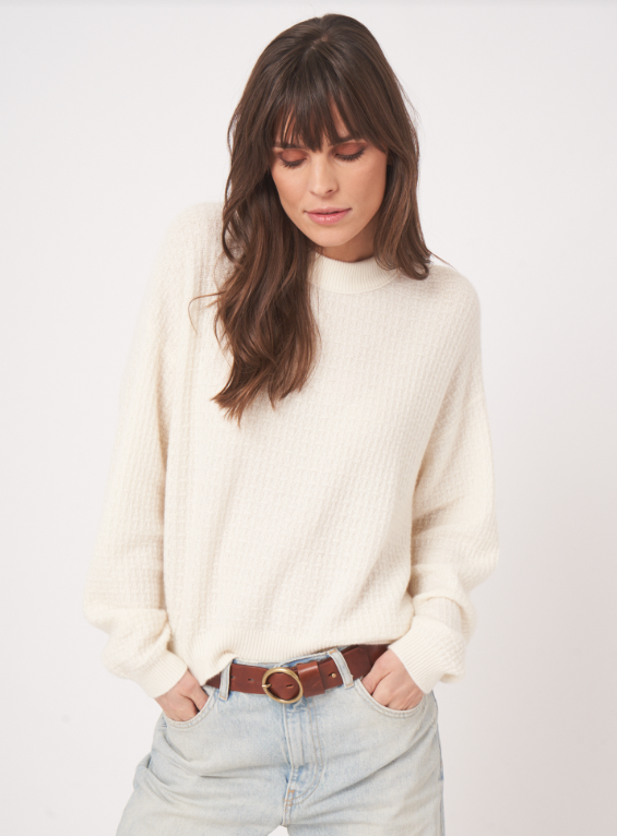 CREWNECK WINDOW PANE SWEATER 103596