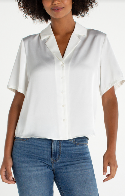 SHORT SLEEVE WOVEN BLOUSE LM8K71PS6