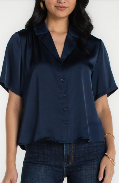 SHORT SLEEVE WOVEN BLOUSE LM8K71PS6