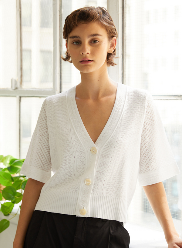 POINTELLE V-NECK CARDIGAN PCE13761