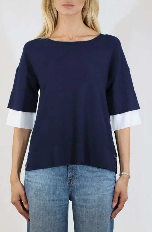 SCOOP NECK W/ CONTRAST CUFF 52602SP26