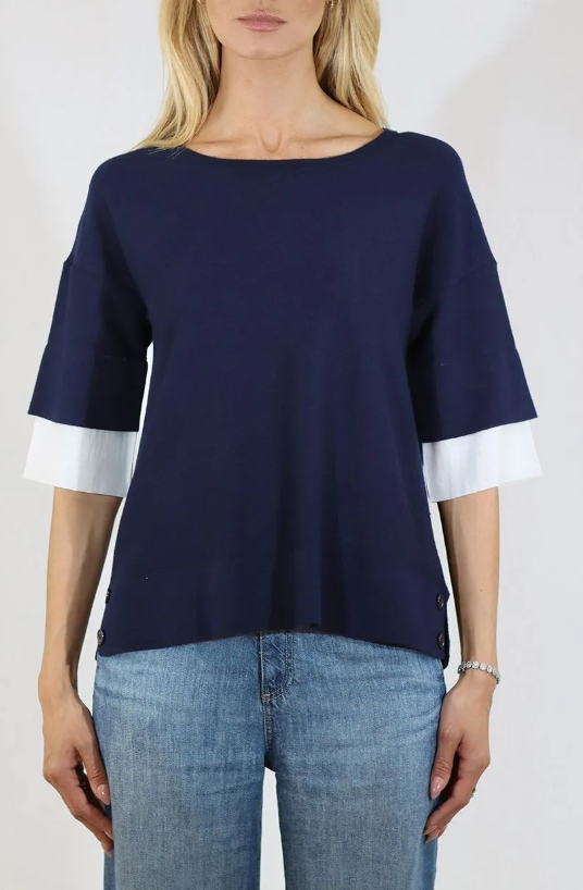 SCOOP NECK W/ CONTRAST CUFF 52602SP26