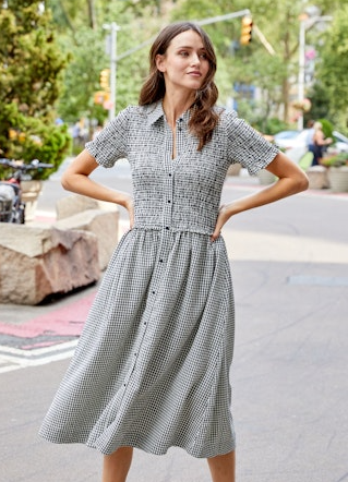 SMOCKED GINGHAM DRESS  OPS0112004